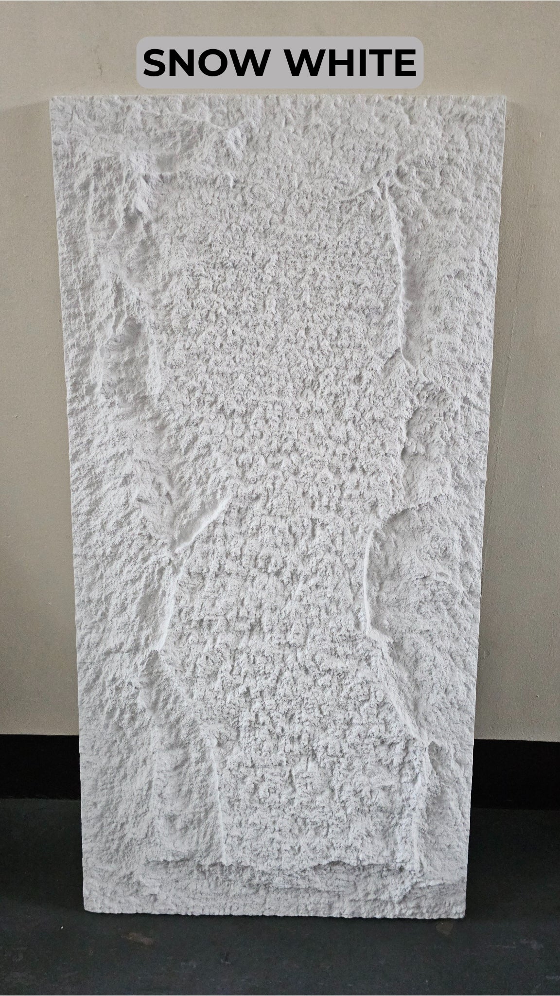 Snow white textured panel against a neutral background